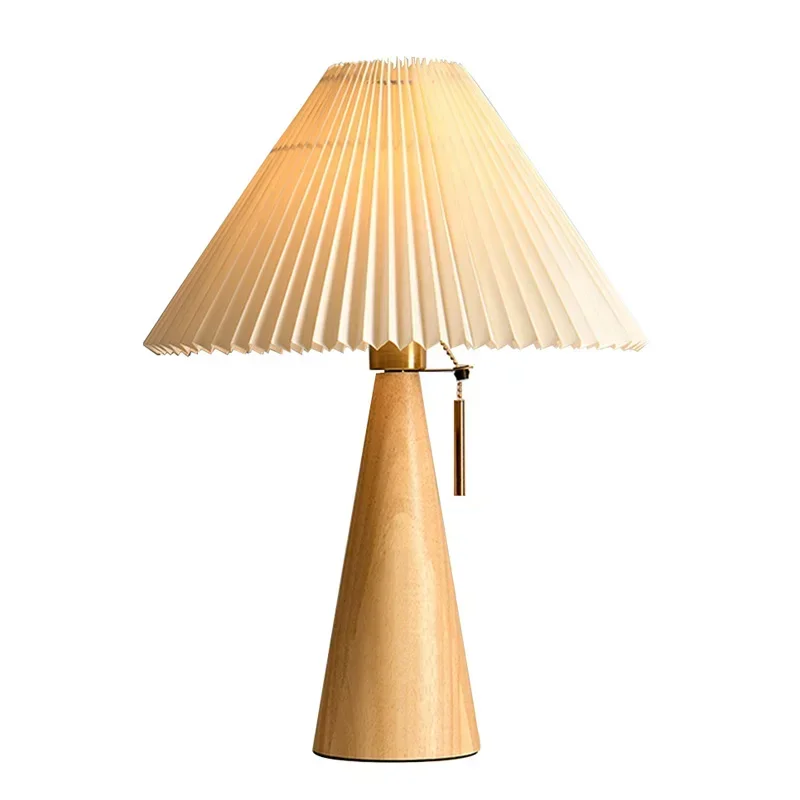 レトロプリーツテーブルランプ北欧無垢材ライト研究読書用寝室の - Lighting Decor Bedroom のレビューと価格