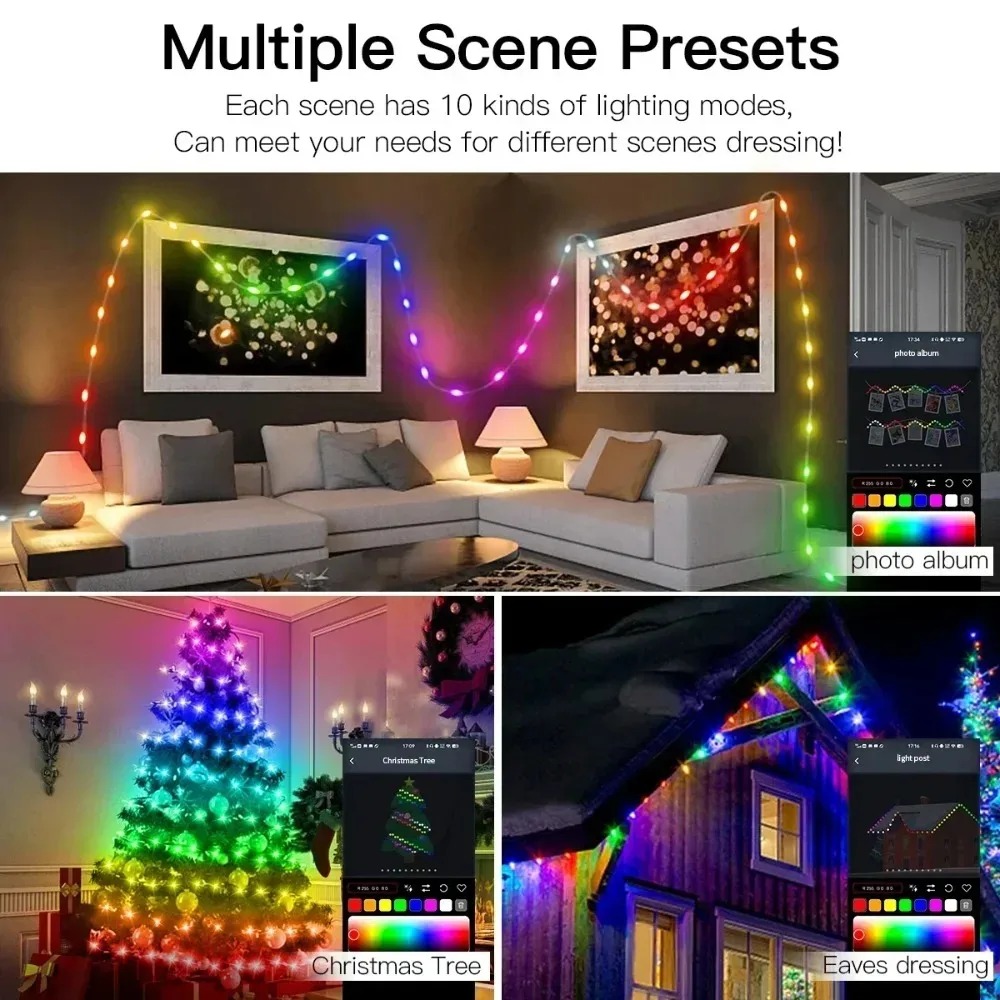 アドレス指定可能なRGBIC LEDフェアリーストリングガー - Decor Lighting Address のレビューと価格
