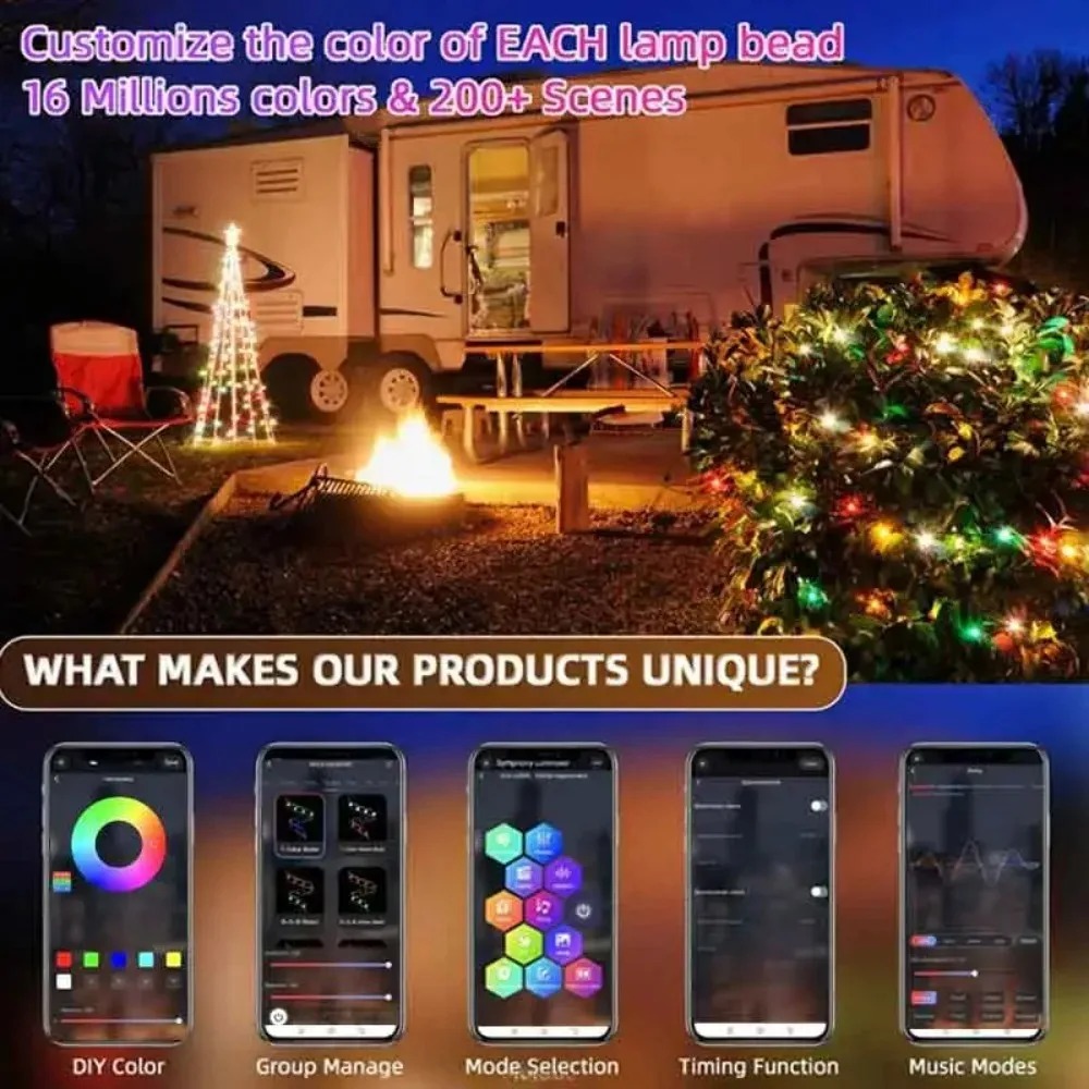 アドレス指定可能なRGBIC LEDフェアリーストリングガー - Decor Lighting Address のレビューと価格