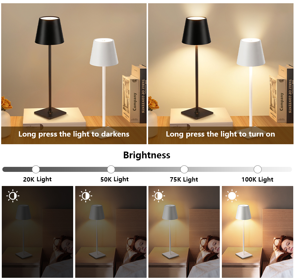 LED充電式デスクライトワイヤレステーブルランプ無段階調光タ - Lighting Decorative のレビューと価格